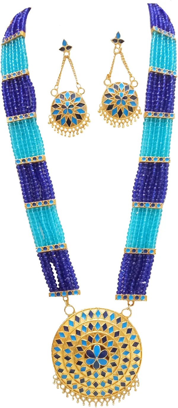 Assamese_Traditional_Gold_Plated_Blue-Ocean_Blue_Colour_Japi_Jewellery_Set_For_Women